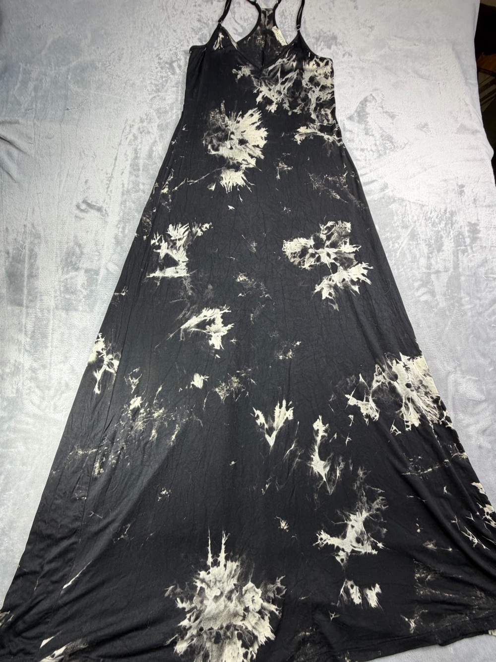lovestitch Black and Cream Tie-Dye A-Line Maxi Skirt Fall Guest Summer Party S